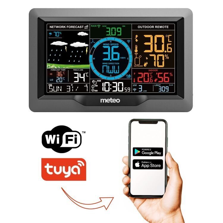 METEO meteorologinen asema wifi tuuli- ja sademittarilla hinta ja tiedot | Sääasemat, lämpö- ja kosteusmittarit | hobbyhall.fi