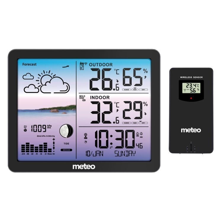 METEO SP107 sääasema, musta väri hinta ja tiedot | Sääasemat, lämpö- ja kosteusmittarit | hobbyhall.fi