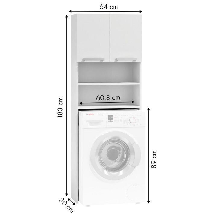 Kylpyhuoneen pesukonekaappi hyllyillä 183cm ModernHome hinta ja tiedot | Hyllyt | hobbyhall.fi