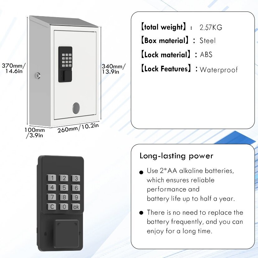 Digitaalinen postilaatikko elektronisella lukolla, valkoinen hinta ja tiedot | Postilaatikot ja talonumerot | hobbyhall.fi