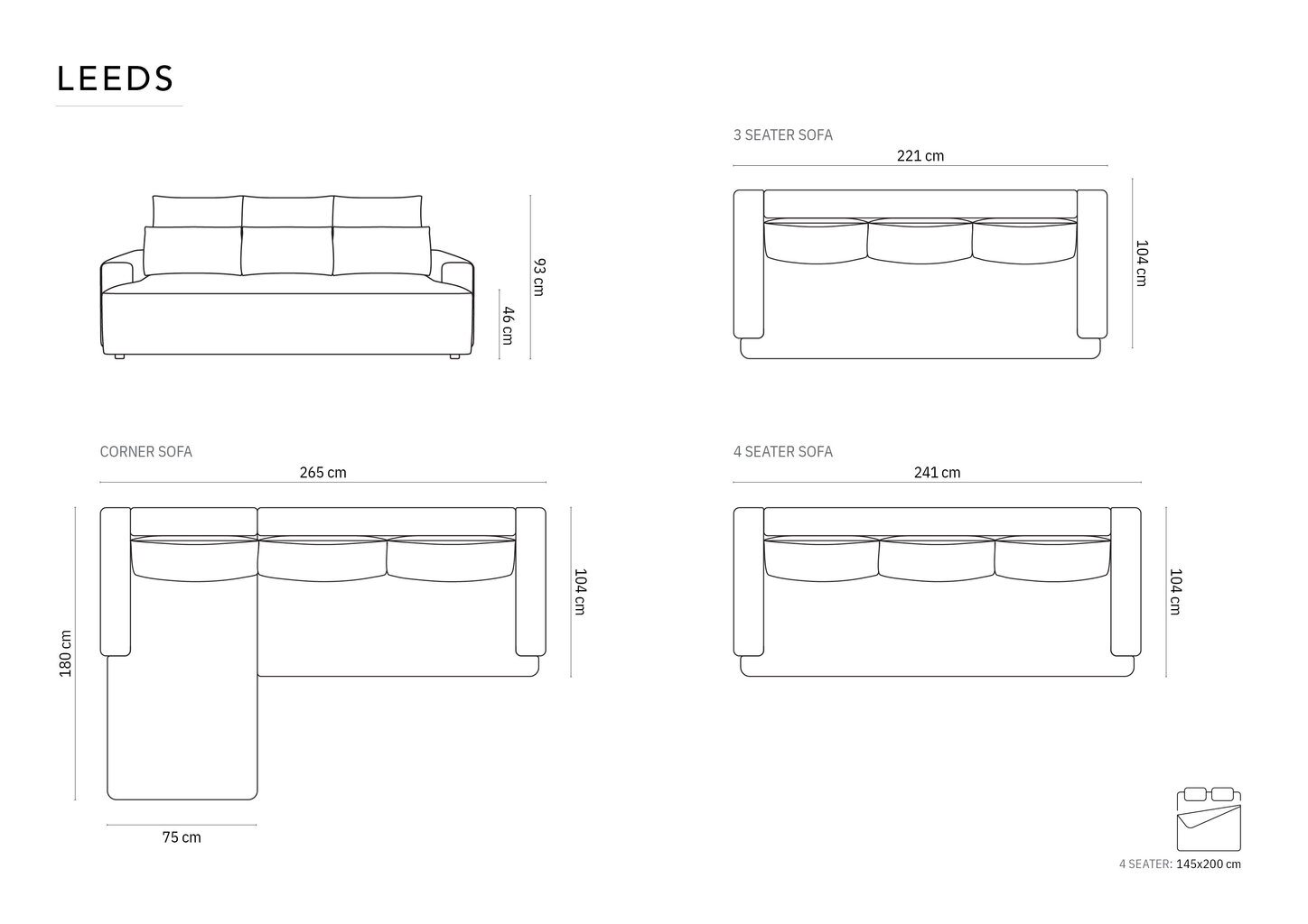 Sohva Cosmopolitan Design Leeds 3, vihreä hinta ja tiedot | Sohvat ja vuodesohvat | hobbyhall.fi