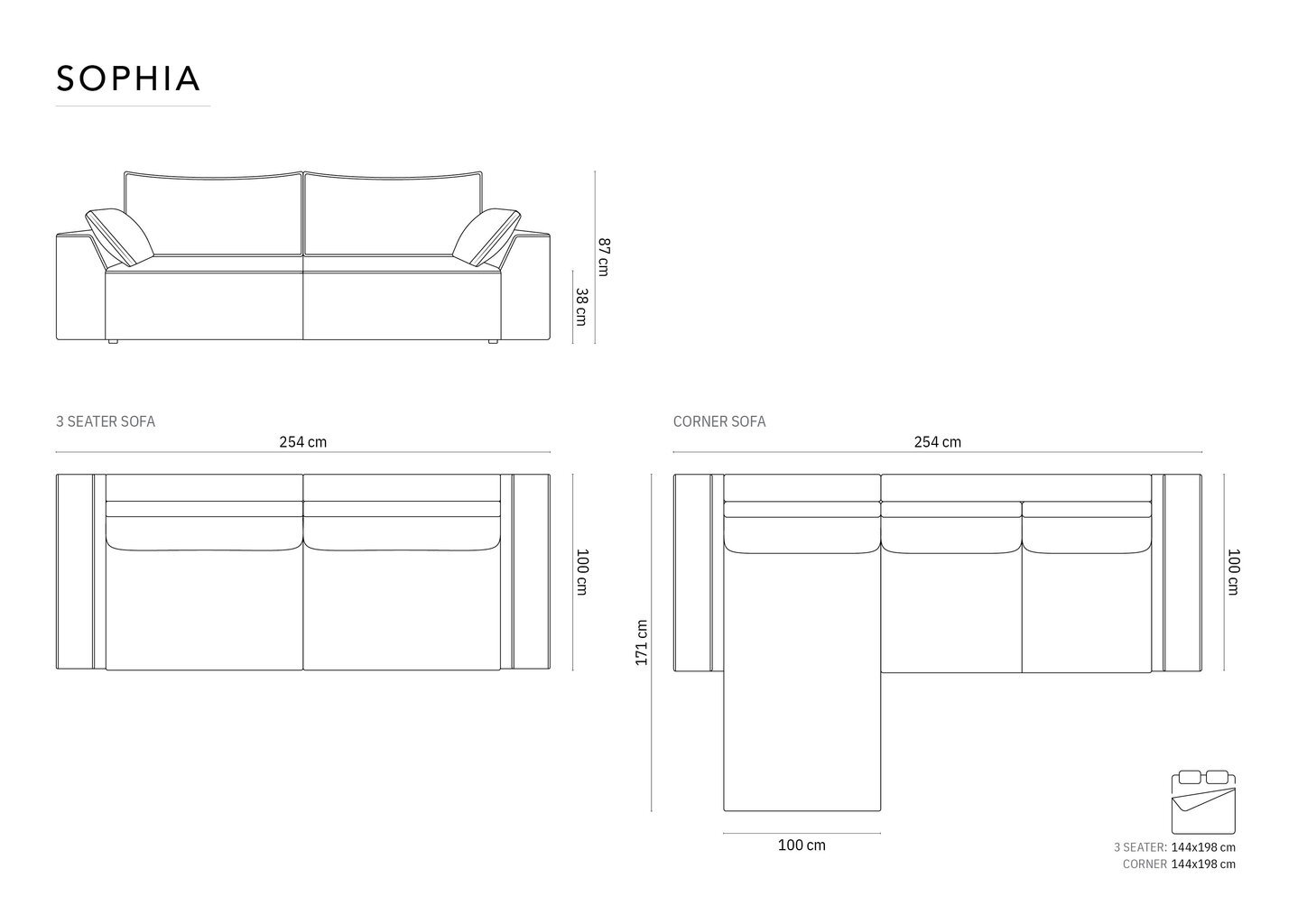 Sohvavuode Milo Casa Sophia 3, hiekanvärinen hinta ja tiedot | Sohvat ja vuodesohvat | hobbyhall.fi