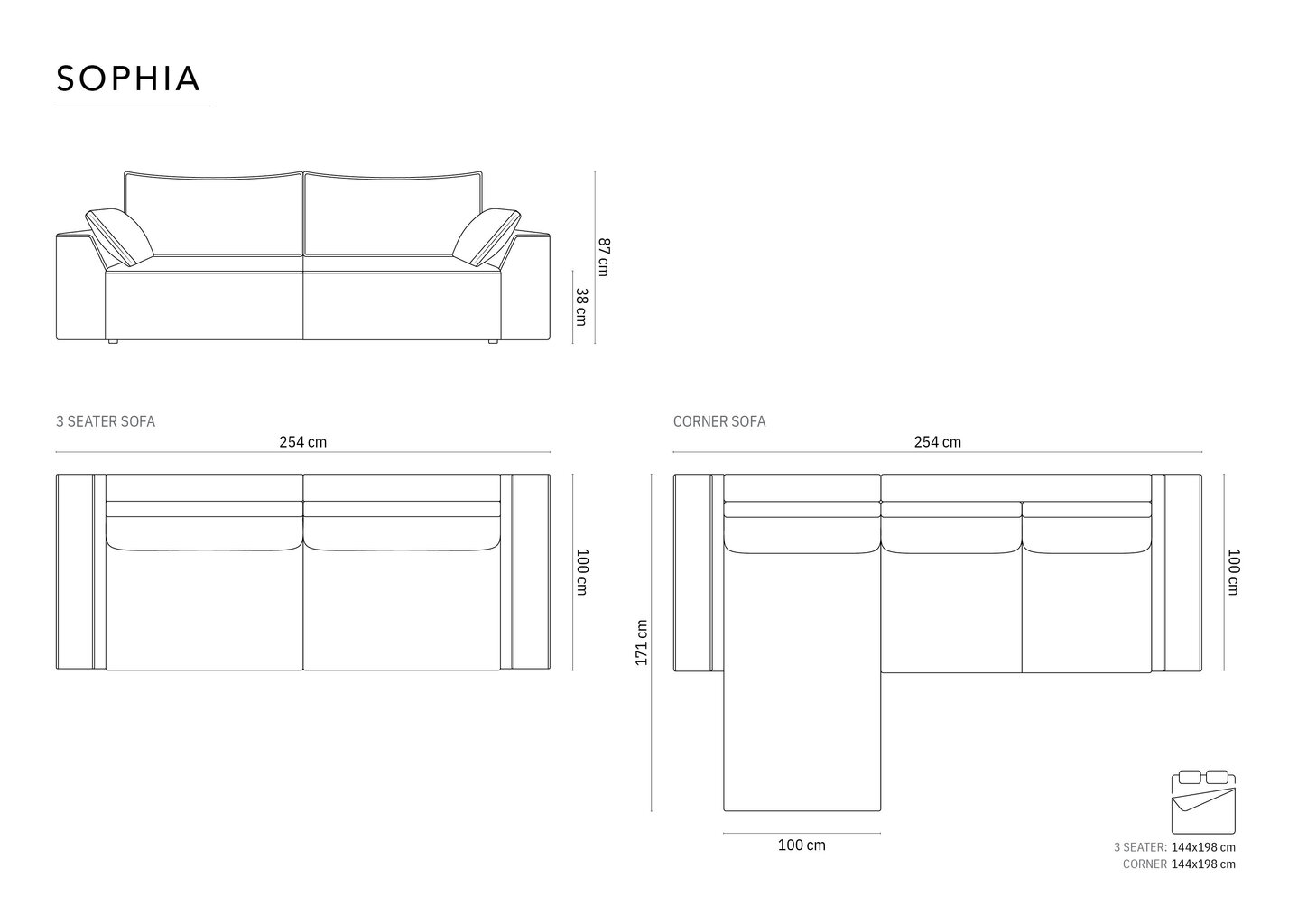 Sohvavuode Milo Casa Sophia 3, hiekanvärinen hinta ja tiedot | Sohvat ja vuodesohvat | hobbyhall.fi