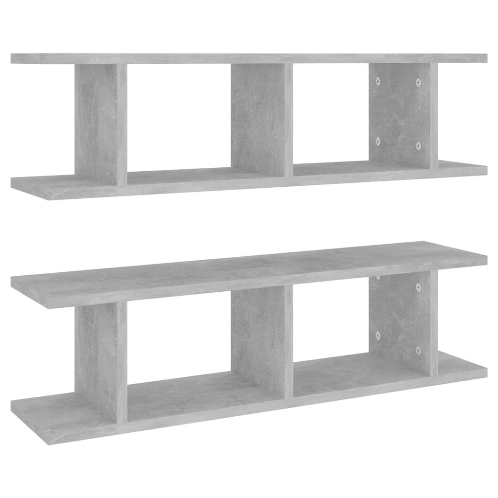 vidaXL Seinähyllyt 2 kpl betoninharmaa 75x18x20 cm tekninen puu hinta ja tiedot | Hyllyt | hobbyhall.fi