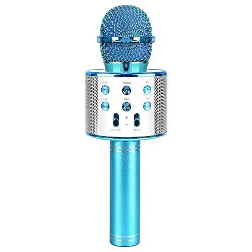 Karaoke-mikrofoni – kaiutin äänenmuutosefekteillä, sininen, WS-858 hinta ja tiedot | Kehittävät lelut | hobbyhall.fi