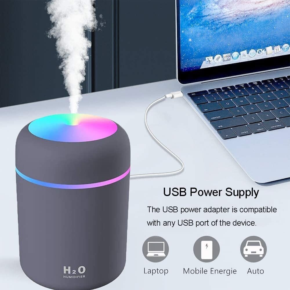 300 ml kannettava H2O kostutin, mini ilmankostutin, ultraääni-diffuusori, USB, musta hinta ja tiedot | Ilmankostuttimet | hobbyhall.fi