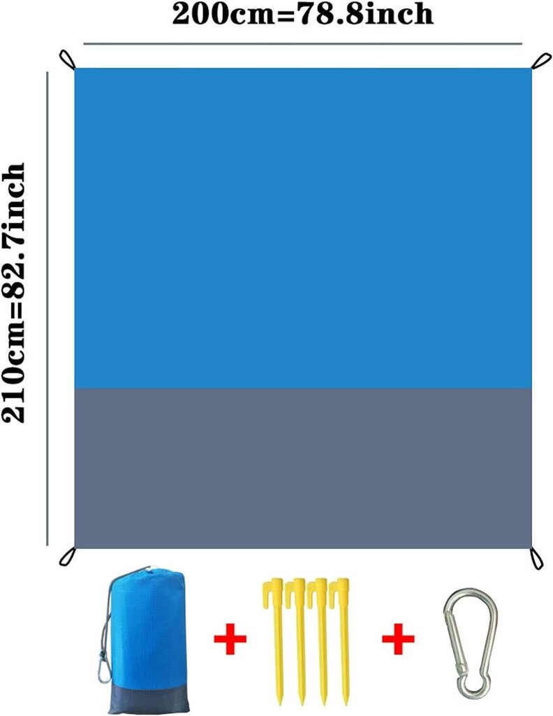 Turistimatto SummerVibe, 200x210 cm, sininen hinta ja tiedot | Retkeilyalustat, piknikhuovat | hobbyhall.fi