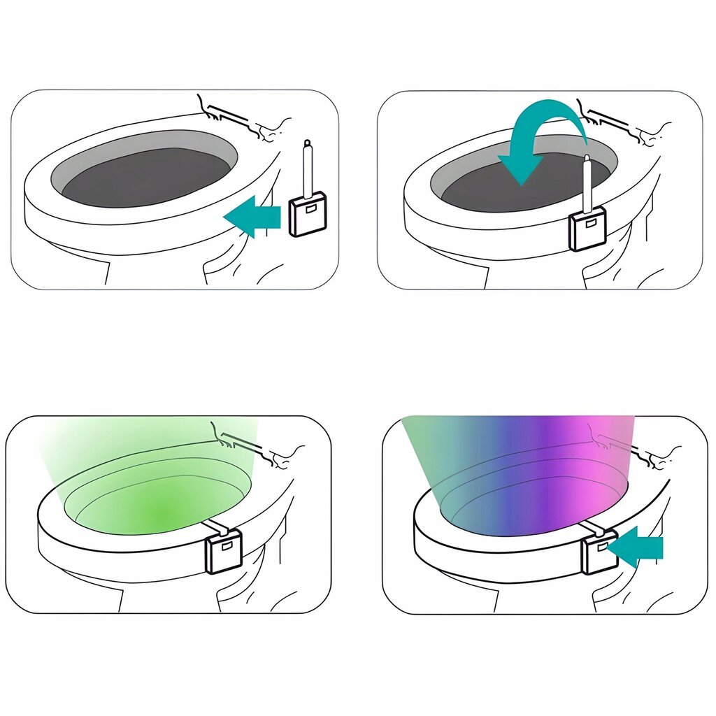 Valaistus WC lle liiketunnistimella Baltify, 8 väriä hinta ja tiedot | WC-istuimen lisätarvikkeet | hobbyhall.fi