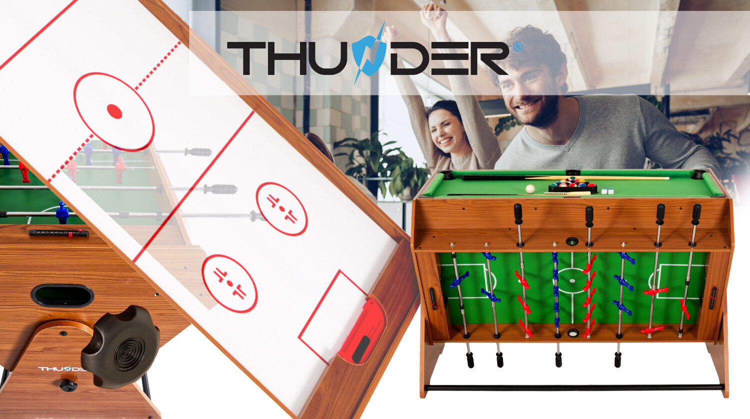 Pyörivä pelipöytä Thunder Smart 3in1 hinta ja tiedot | Pöytäjalkapallo | hobbyhall.fi