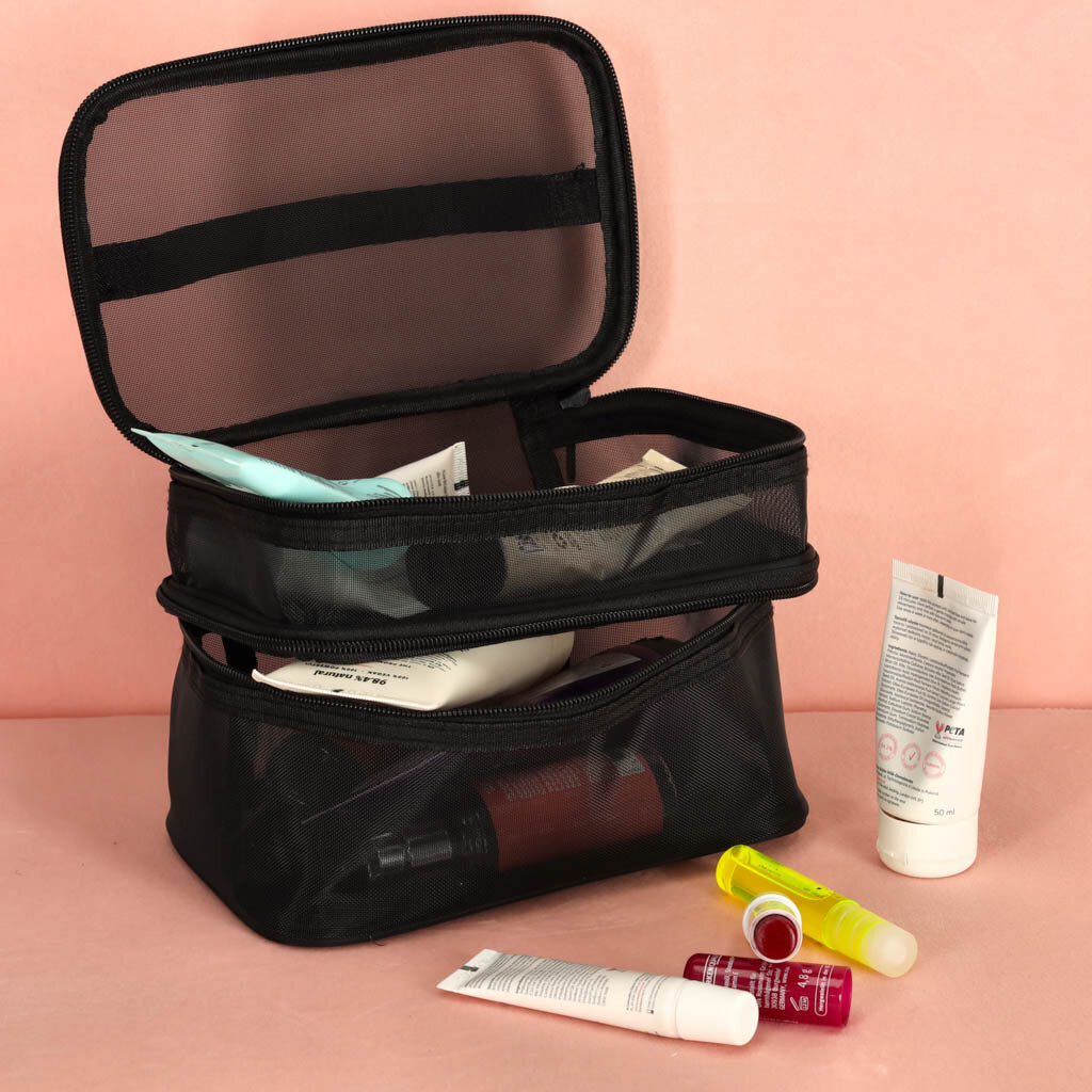 Cosmetic Travel Organizer Pinottava kosmeettisille tarvikkeille Musta ProLine hinta ja tiedot | Jalkakylvyt | hobbyhall.fi