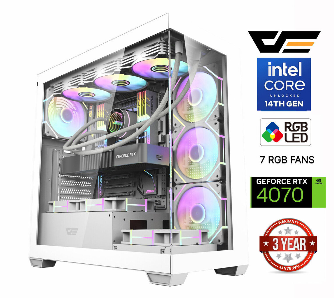 Core i7-14700F 64GB 512GB SSD 1TB HDD RTX 4070 12GB NoOS hinta ja tiedot | Pöytätietokoneet | hobbyhall.fi