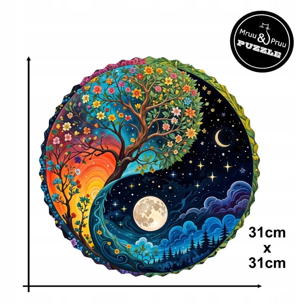 Suuri Ying Yang puinen palapeli aikuisille XL Mruu&amp;Pruu elämän puu hinta ja tiedot | Palapelit | hobbyhall.fi