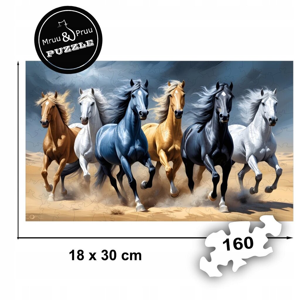 Galloping Horses Puzzle 160 palaa Puinen palapeli Mruu&amp;Pruu hinta ja tiedot | Palapelit | hobbyhall.fi