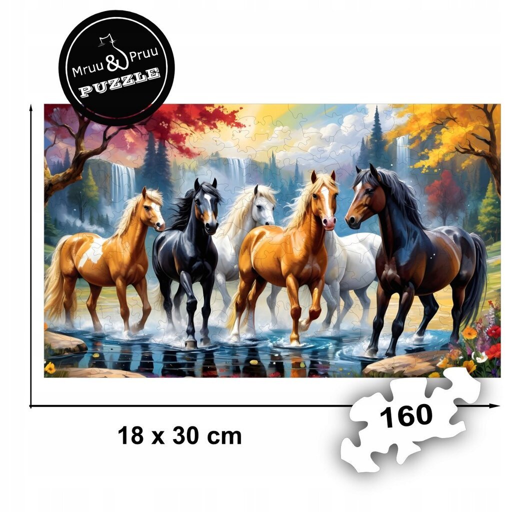 Palapeli Hevoset 160 palaa Puinen palapeli Mruu&amp;Pruu hinta ja tiedot | Palapelit | hobbyhall.fi