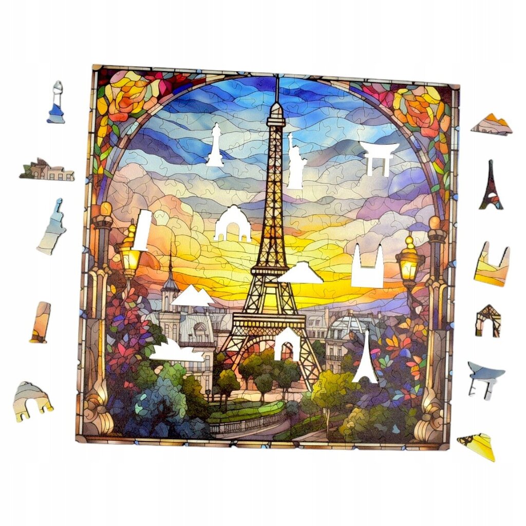 Palapeli Eiffel-torni Mruu&amp;Pruu 25 x 25 cm 150 palaa Puinen palapeli hinta ja tiedot | Palapelit | hobbyhall.fi