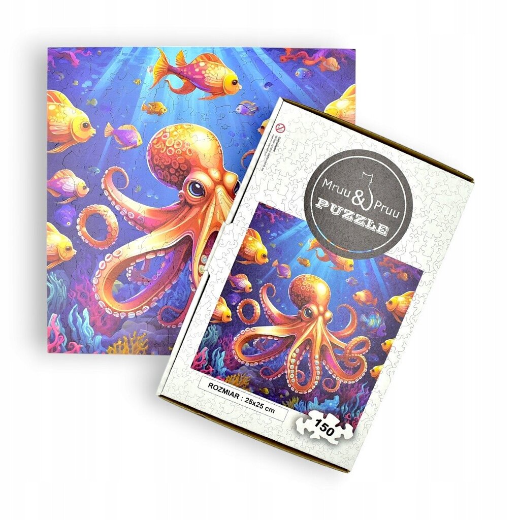 Palapeli Octopus Mruu&amp;Pruu 25 x 25 cm 150 palaa Puinen palapeli hinta ja tiedot | Palapelit | hobbyhall.fi