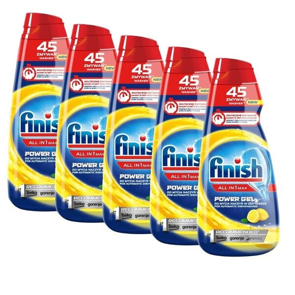 FINISH All-In-One -geeli Sitruuna, 900 ml, 5 pulloa