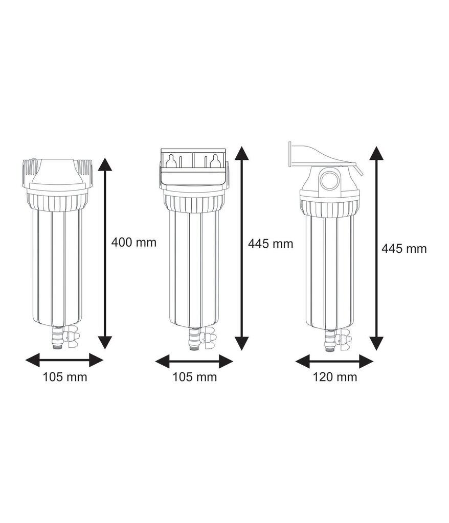 10" sarjat kolmielementtisiä kylmävesisuodattimia Aquafilter sarja FHPR-3V_R hinta ja tiedot | Vedensuodattimet | hobbyhall.fi