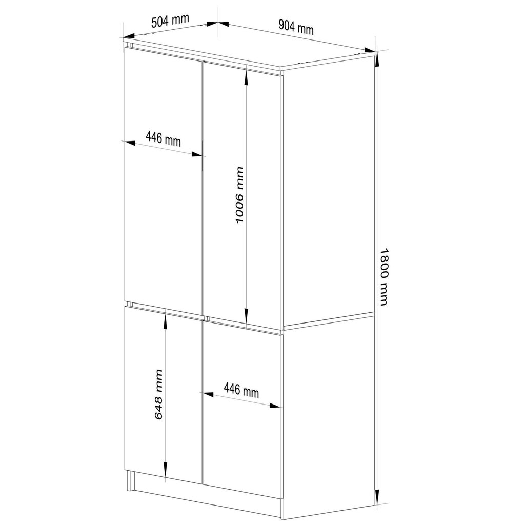 Kaappi Akord S90 4D CLP, valkoinen/harmaa hinta ja tiedot | Kaapit | hobbyhall.fi