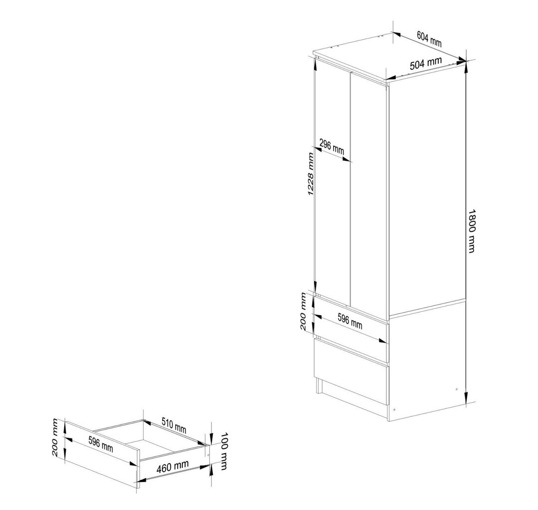 Kaappi Akord Star S60 2D 2SZ, ruskea hinta ja tiedot | Kaapit | hobbyhall.fi