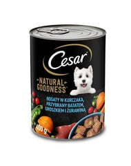 Cesar kanaa, bataattia, herneitä ja karpaloita, 6x400 g hinta ja tiedot | Koiran märkäruoka | hobbyhall.fi