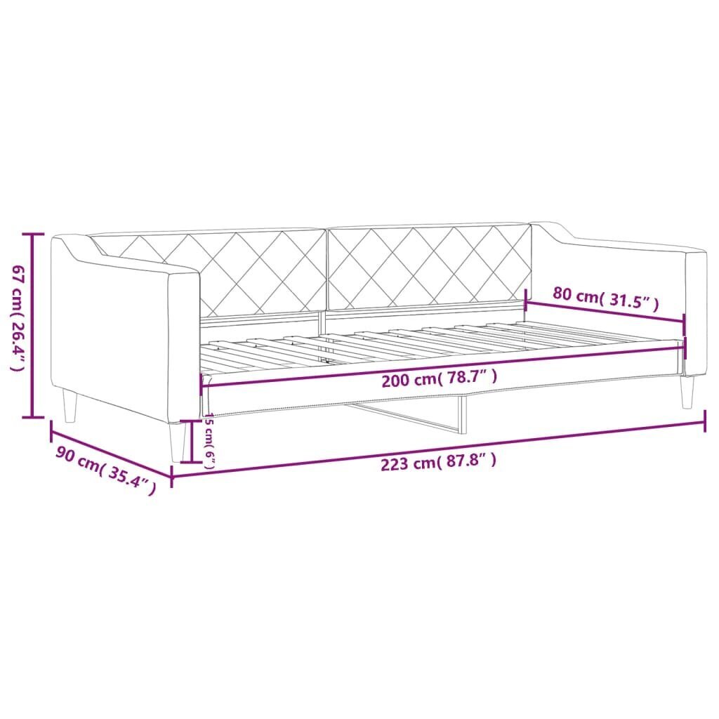 Vuodesohva vidaXL, 80x200 cm, harmaa hinta ja tiedot | Sängyt | hobbyhall.fi