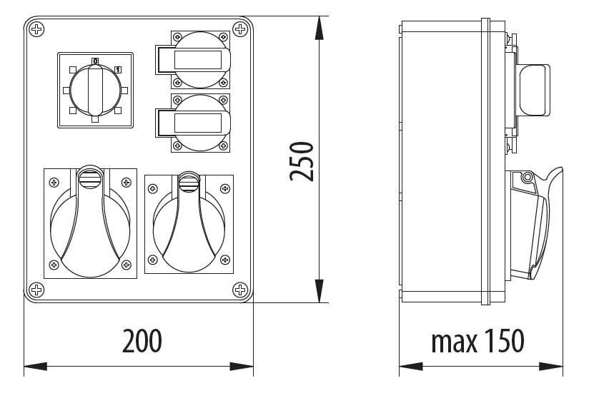 R-BOX 240 2x230V 1x32A/5P 1x16A/5P 0-1 kytkinlaite - B.1094W hinta ja tiedot | Kytkimet ja pistorasiat | hobbyhall.fi