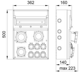 MAX BOX-16S kytkinlaite 1x63A/5P,1x32A/5P,1x16A/5P, 2x230V IP65 - B.MAX-16S-10 hinta ja tiedot | Kytkimet ja pistorasiat | hobbyhall.fi