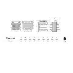 Muuntaja TVTR-100-C 230V / 12-24-42V hinta ja tiedot | Kytkimet ja pistorasiat | hobbyhall.fi