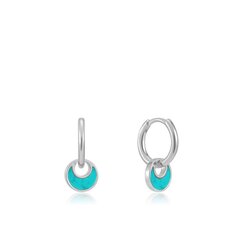 Ania Haie -hopeakorvakorut Tidal Turquoise Crescent Huggie Hoops hinta ja tiedot | Korvakorut | hobbyhall.fi