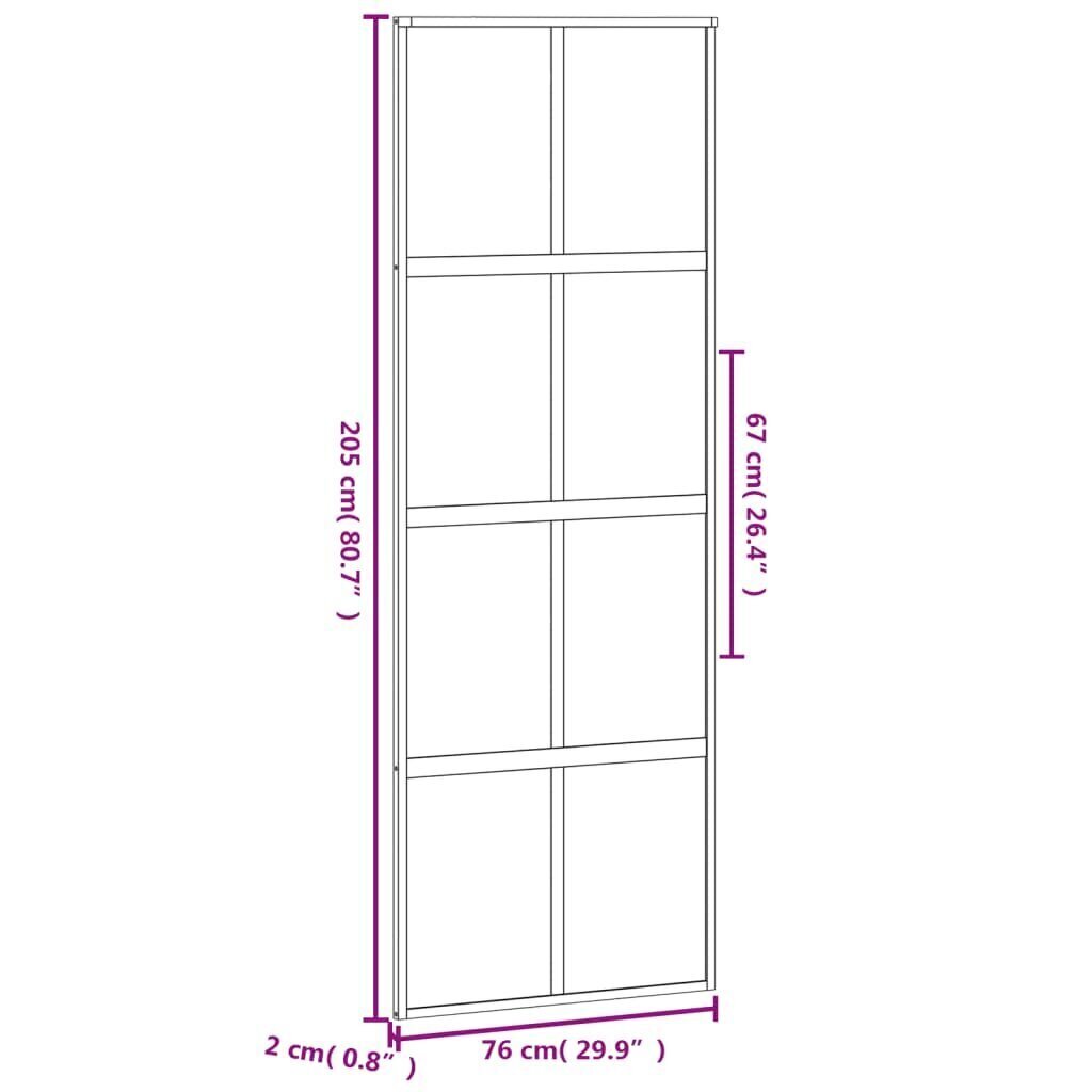 Liukuovi musta 76x205cm karkaistu lasi/alumiini 155222 hinta ja tiedot | Sisäovet | hobbyhall.fi