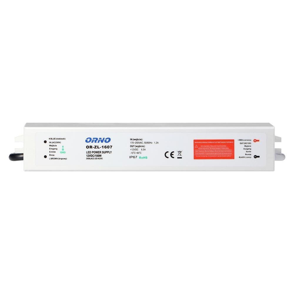 LED-virtalähde litteä 100W 12V DC IP67 - OR-ZL-1607 - OR-ZL-1607 hinta ja tiedot | Virtalähteet | hobbyhall.fi