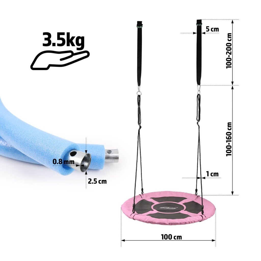 Ripustettavat lasten kehdot, 100 cm, vaaleanpunainen hinta ja tiedot | Keinut | hobbyhall.fi