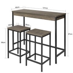 Baaripöytä ja baarituolit 2 kpl OGT03-HG harmaa/musta hinta ja tiedot | Ruokapöydät | hobbyhall.fi