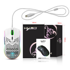 Langallinen pelihiiri, jossa erittäin tarkka anturi ja ergonominen muotoilu J900 White Hole Mouse hinta ja tiedot | Hiiret | hobbyhall.fi