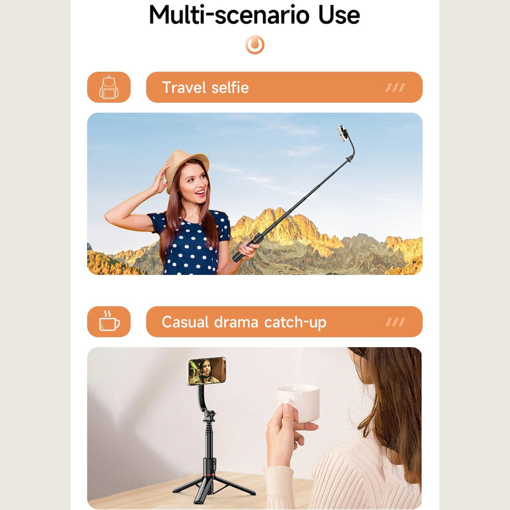 Selfie-keppi magneettikiinnikkeellä ja jalustalla LIVMAN L20 hinta ja tiedot | Selfie-tikut ja -telineet | hobbyhall.fi