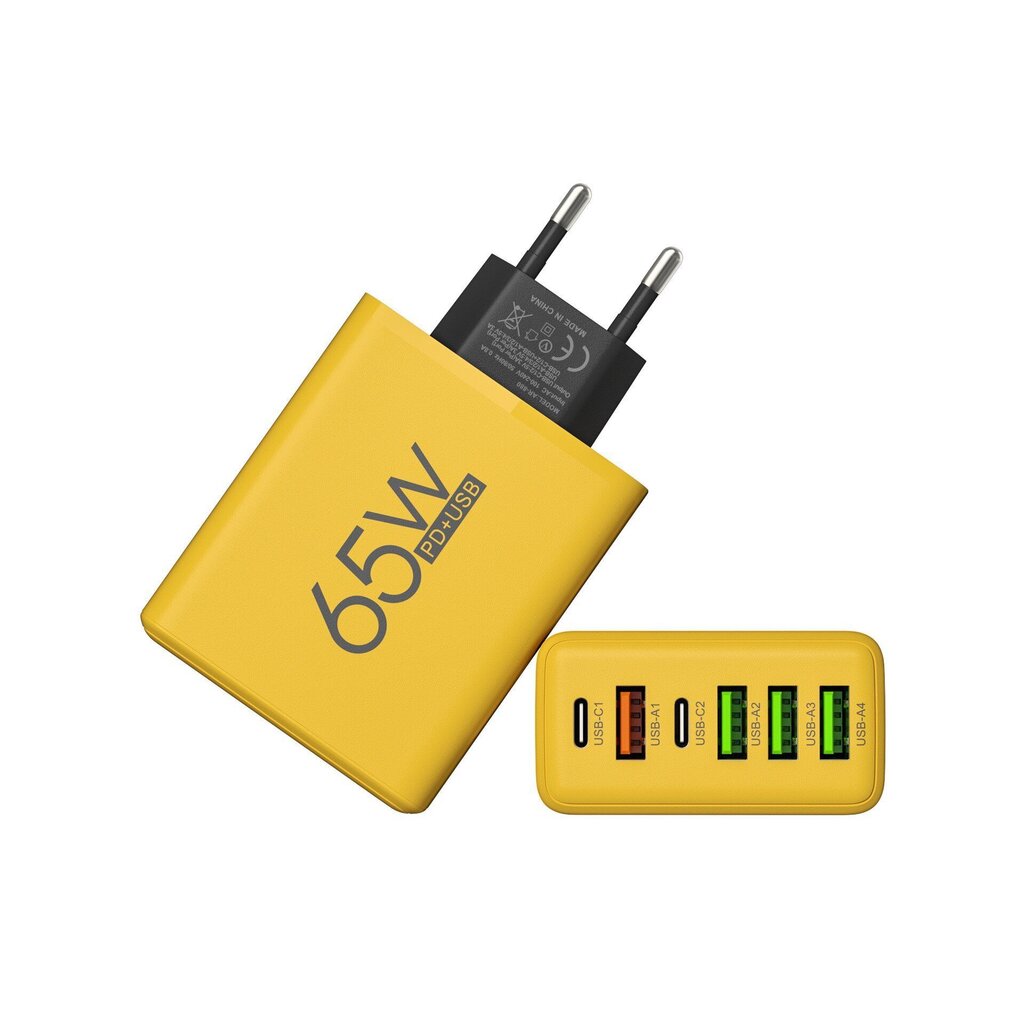 65 W 3 porttia GaN USB PD Laturi Pikalataus Type C Matkapuhelinsovitin Pikalaturi 3.0 iPhone 15 Samsung Xiaomi Huawei tummalle hinta ja tiedot | Puhelimen laturit | hobbyhall.fi