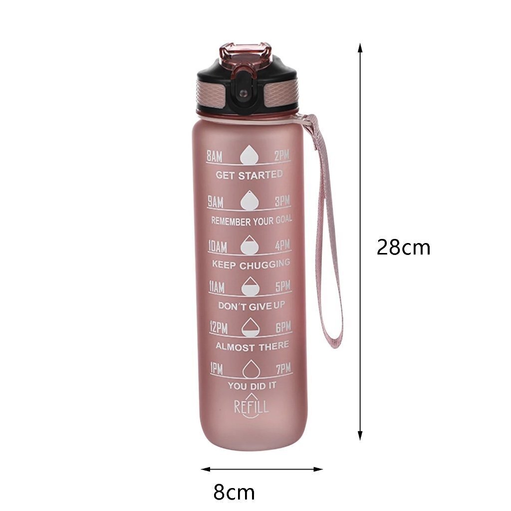 Motivaatiovesipullo aikamerkinnällä, 1000 ml, pinkki hinta ja tiedot | Juomapullot | hobbyhall.fi