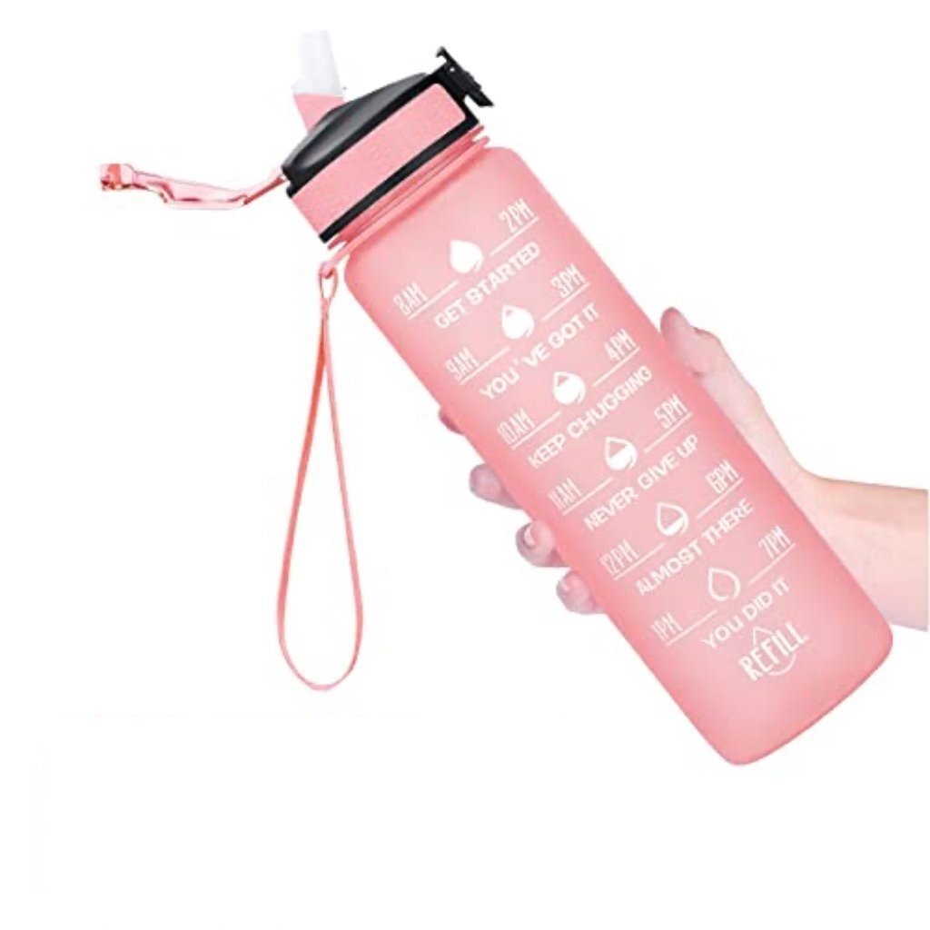 Motivaatiovesipullo aikamerkinnällä, 1000 ml, pinkki hinta ja tiedot | Juomapullot | hobbyhall.fi