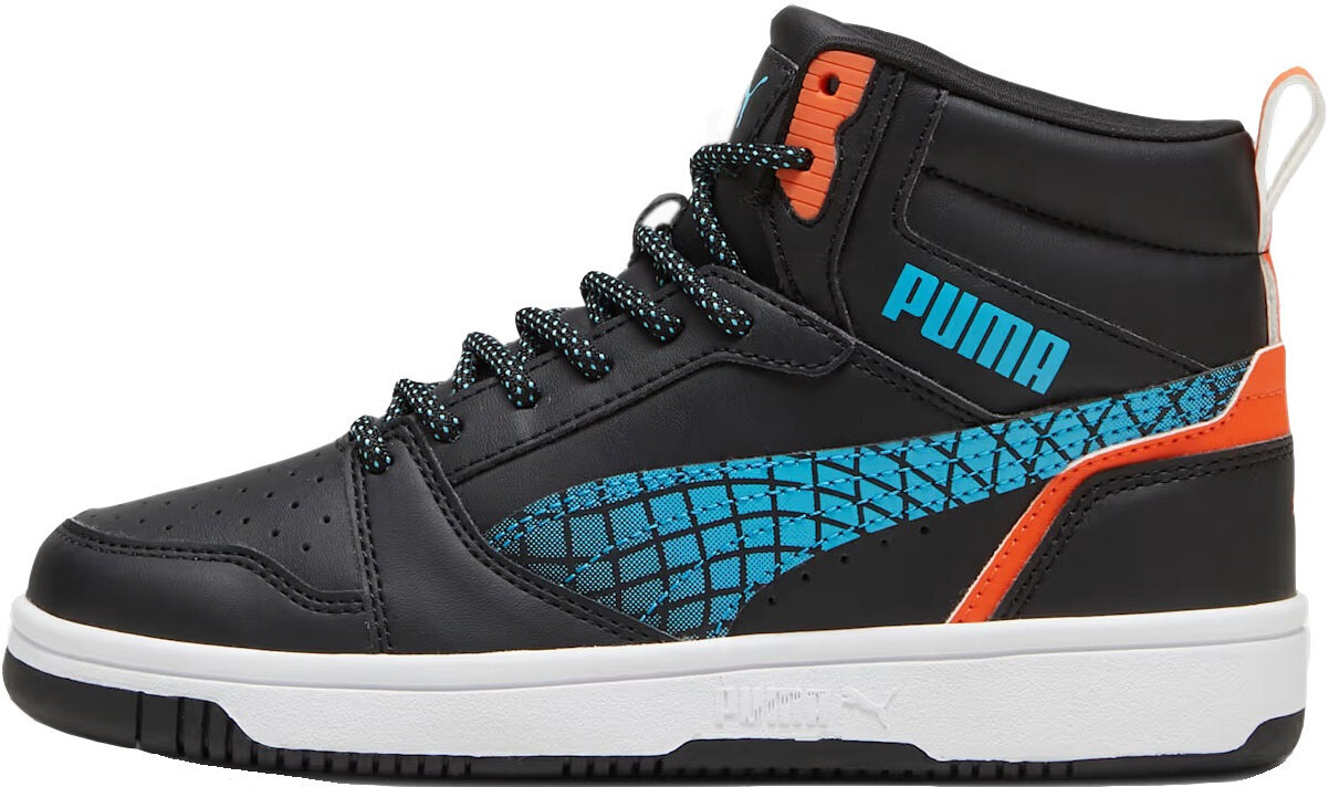 Puma Jalkineet Teini-ikäisille Rebound V6 Mid Techie Bud Black Blue Orange 397945 02 397945 02/3 hinta ja tiedot | Miesten urheilu- ja vapaa-ajan kengät | hobbyhall.fi