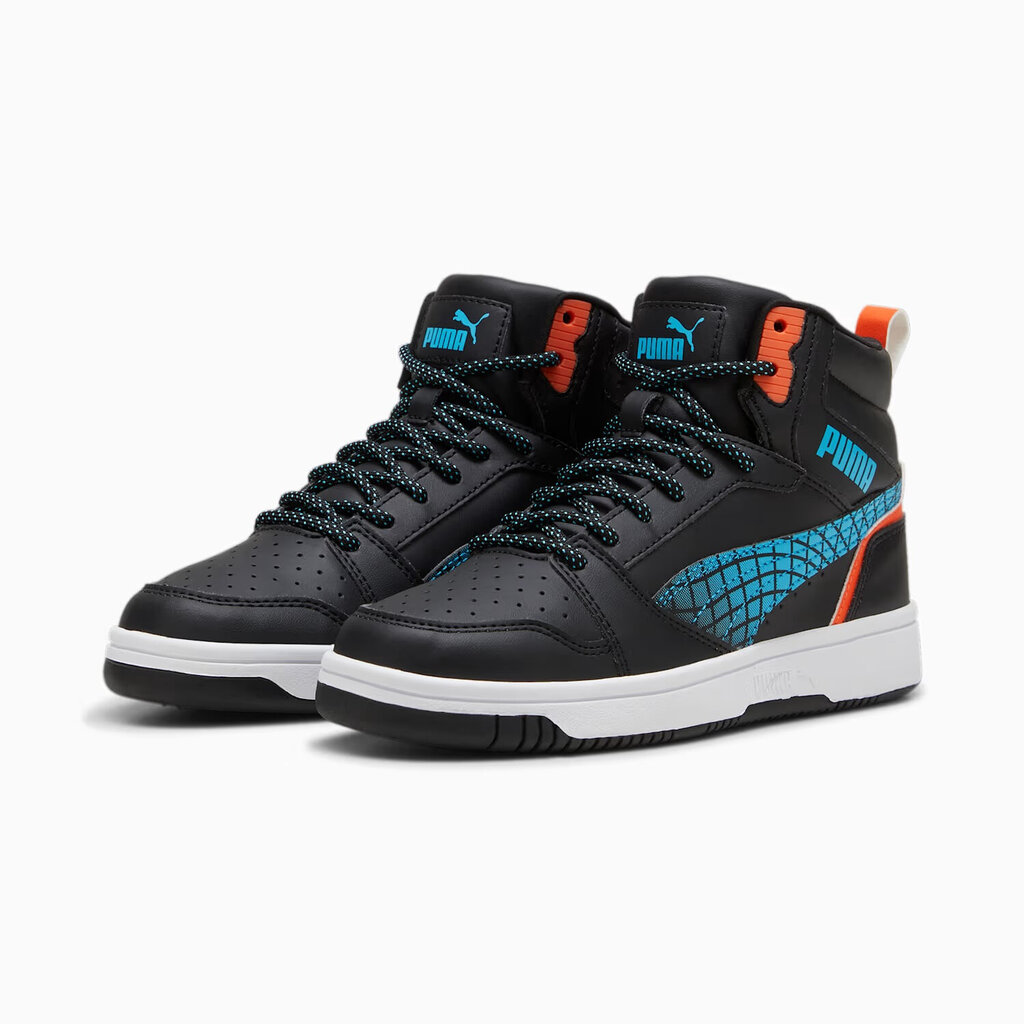 Puma Jalkineet Teini-ikäisille Rebound V6 Mid Techie Bud Black Blue Orange 397945 02 397945 02/3 hinta ja tiedot | Miesten urheilu- ja vapaa-ajan kengät | hobbyhall.fi