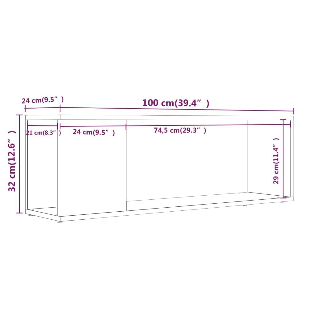 vidaXL TV-taso ruskea tammi 100x24x32 cm tekninen puu hinta ja tiedot | TV-tasot | hobbyhall.fi