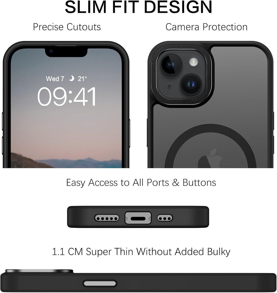 Magneettinen iPhone-kotelo, joka on yhteensopiva Magsafe-suojakuoren iPhonen kanssa, musta hinta ja tiedot | Puhelimen kuoret ja kotelot | hobbyhall.fi