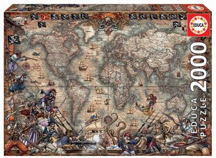 Palapeli Pirate World Map, 2000 kpl hinta ja tiedot | Palapelit | hobbyhall.fi