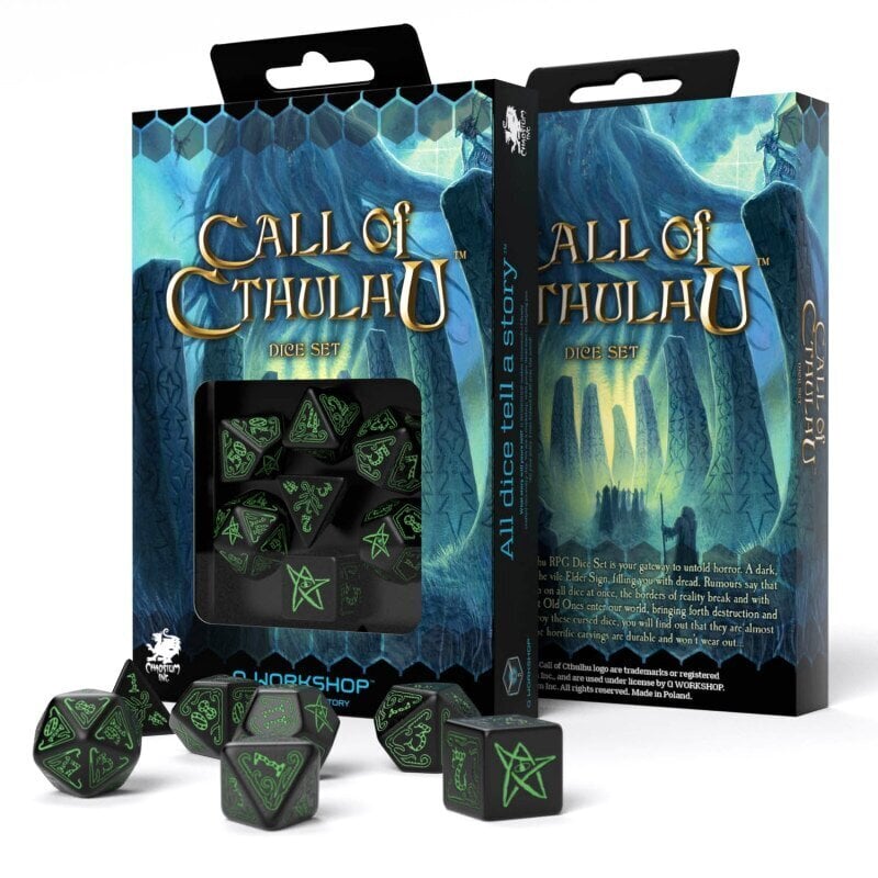 Call Of Cthulhu musta ja vihreä noppasarja hinta ja tiedot | Lautapelit ja älypelit | hobbyhall.fi