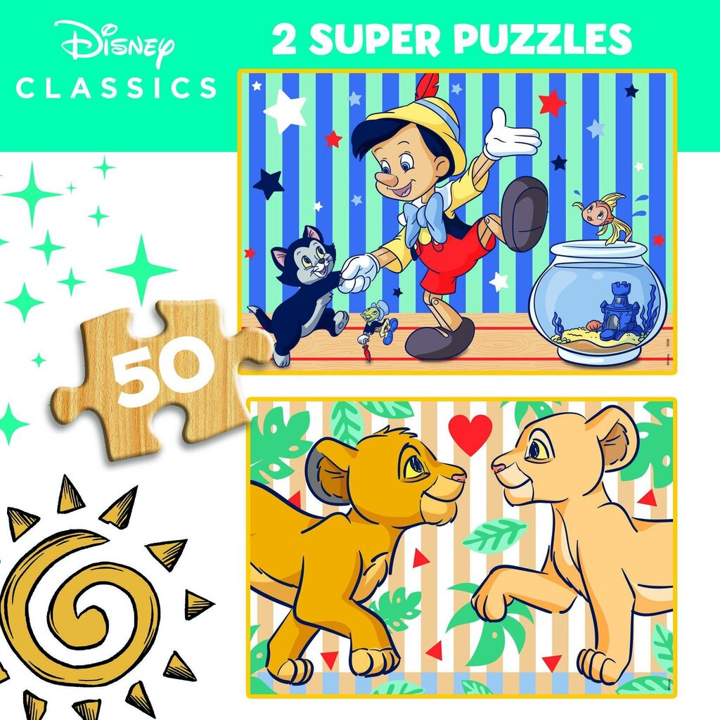 Educa Disney Classics puiset palapelit, 2x50 kpl hinta ja tiedot | Palapelit | hobbyhall.fi