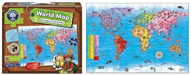 Orchard Toys World Map Poster Puzzle, 150 d. hinta ja tiedot | Palapelit | hobbyhall.fi