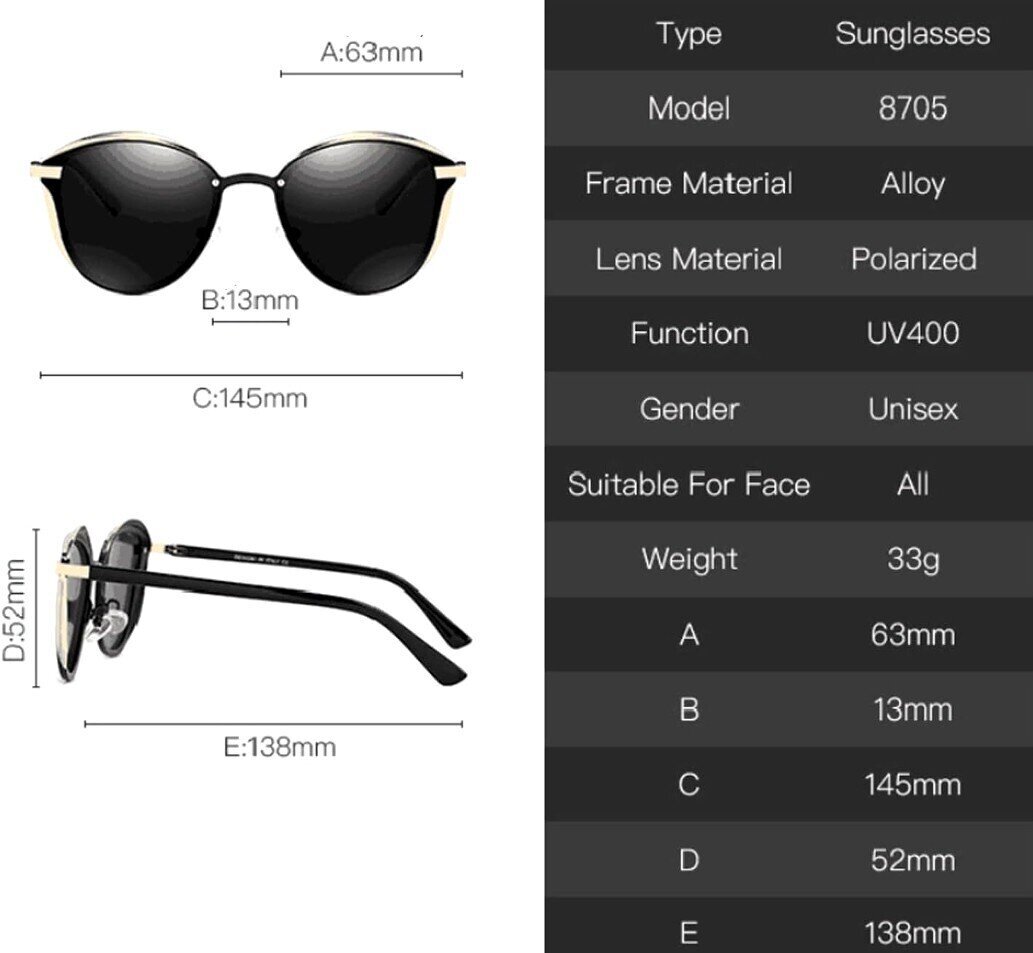 Naisten mustat polarisoidut kissansilmälasit hinta ja tiedot | Naisten aurinkolasit | hobbyhall.fi