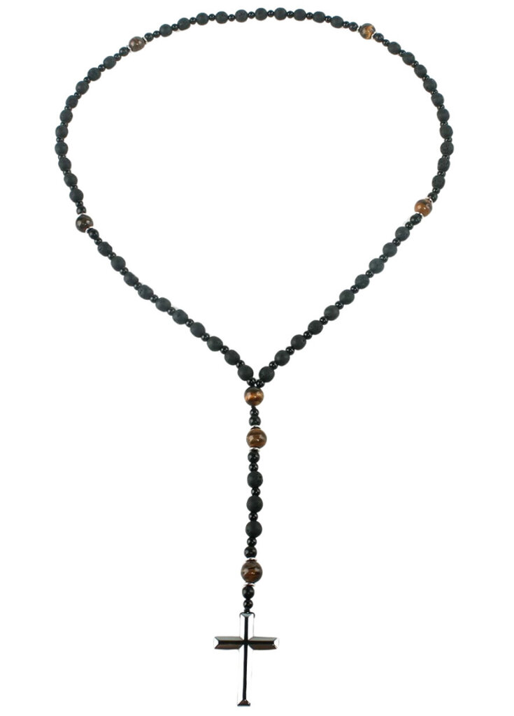 Miesten Rosary Kaulakoru Cross Volcanic Rock Tiger Eye Riipus hinta ja tiedot | Korvakorut | hobbyhall.fi