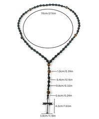 Miesten Rosary Kaulakoru Cross Volcanic Rock Tiger Eye Riipus hinta ja tiedot | Korvakorut | hobbyhall.fi